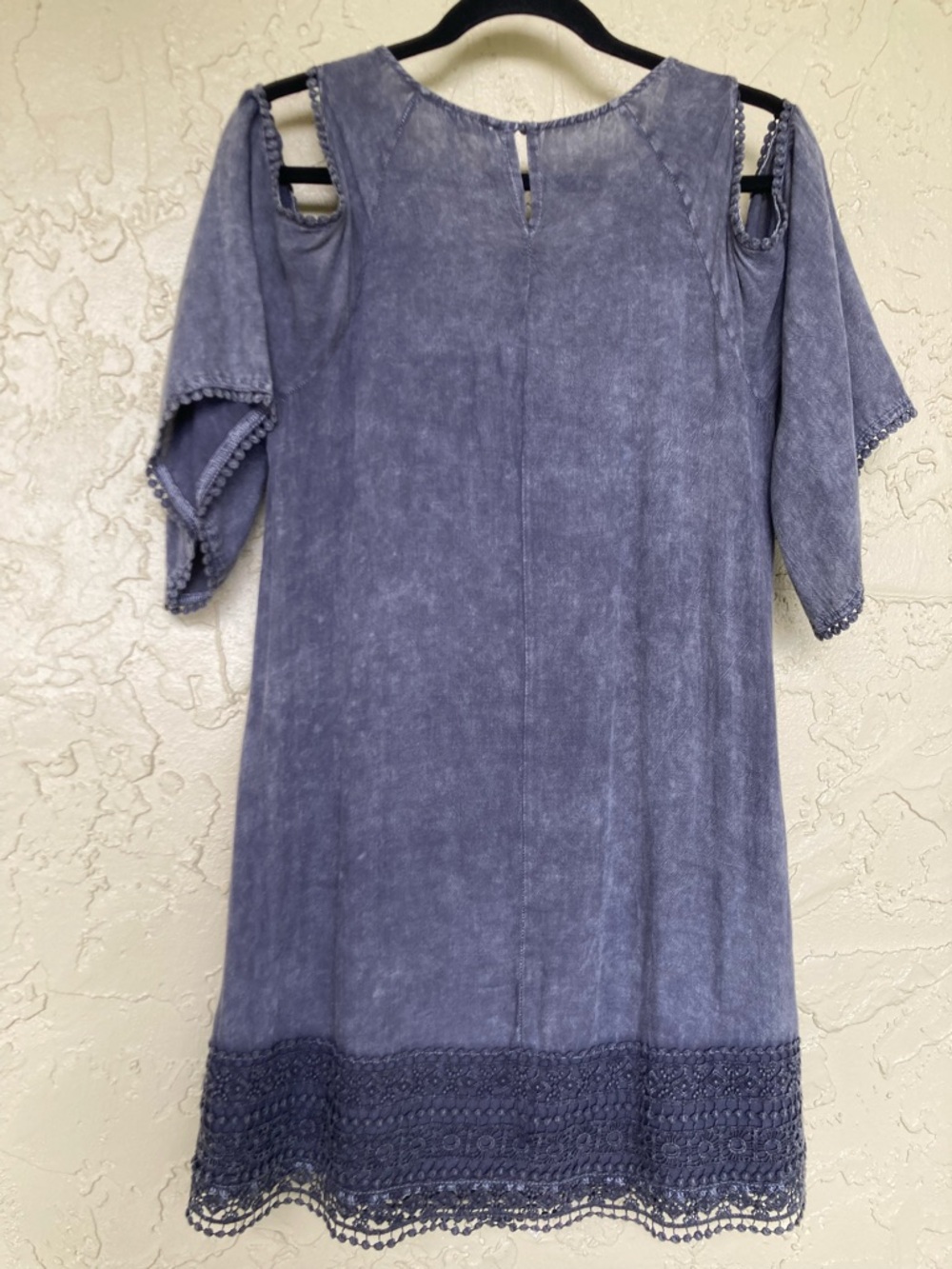 En Crème Blue Chambray Embroidered Boho Tunic Dress